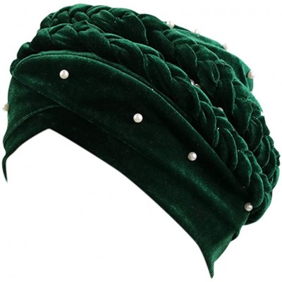 Skullies & Beanies Velvet Muslim Stretch Sleeping - Green - C118T4GKN27 $16.10