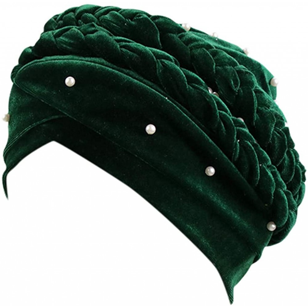 Skullies & Beanies Velvet Muslim Stretch Sleeping - Green - C118T4GKN27 $10.09