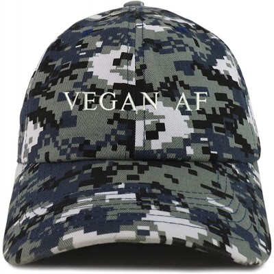 Baseball Caps Vegan Af Embroidered Soft Crown 100% Brushed Cotton Cap - Navy Digital Camo - CH18TXLGU50 $18.34