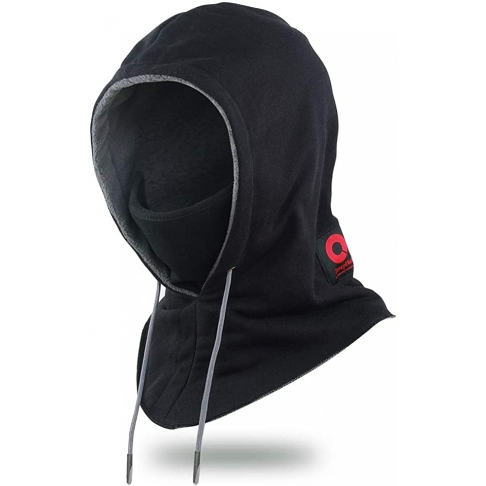 Balaclavas Tactical Balaclava Ninja Full Face Mask Winter Gear Windproof Fleece Lined Hood Hat - Black - CK18AQ4XGZU $19.13