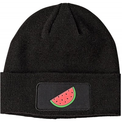 Skullies & Beanies Watermelon Emoji Meme Chest Winter Knit Beanie Hat - Black - CY12NYFXY41 $38.79