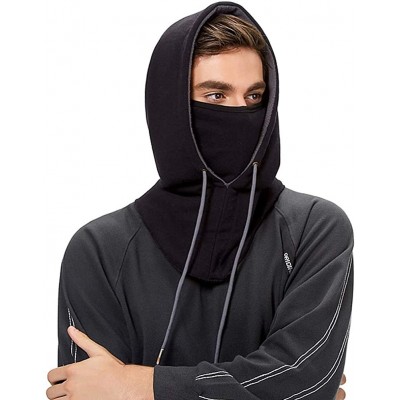 Balaclavas Tactical Balaclava Ninja Full Face Mask Winter Gear Windproof Fleece Lined Hood Hat - Black - CK18AQ4XGZU $19.13