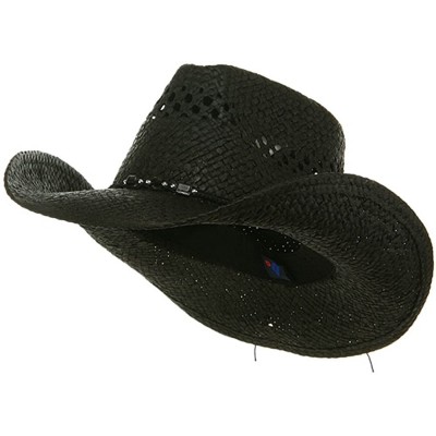 Cowboy Hats Womens Straw Outback Toyo Cowboy Hat - Black - CJ111QRKYAD $30.23
