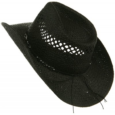 Cowboy Hats Womens Straw Outback Toyo Cowboy Hat - Black - CJ111QRKYAD $14.51