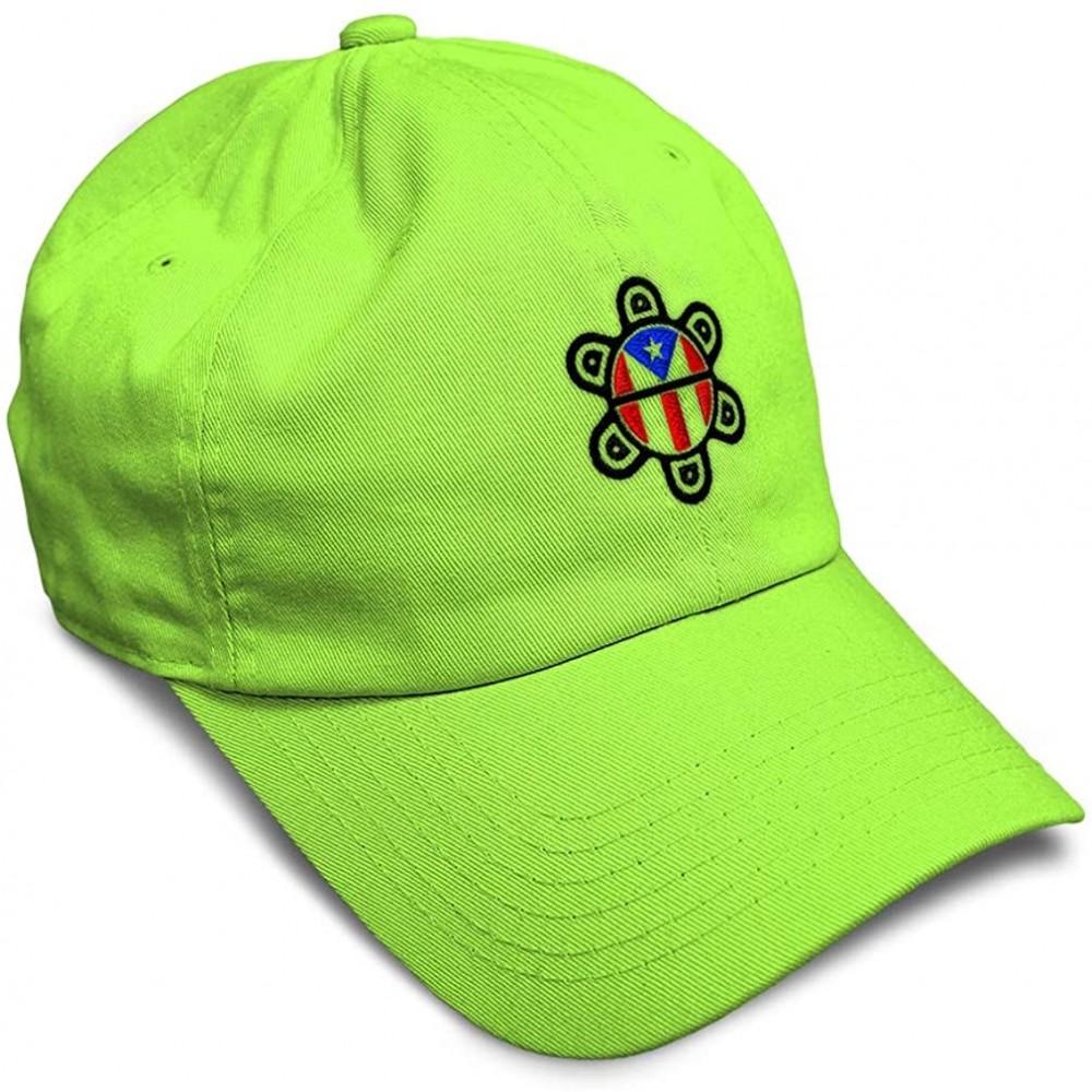 Baseball Caps Custom Soft Baseball Cap Puerto Rico Flag Sol Taino B Embroidery Cotton - Lime - CR19223K4TC $12.17