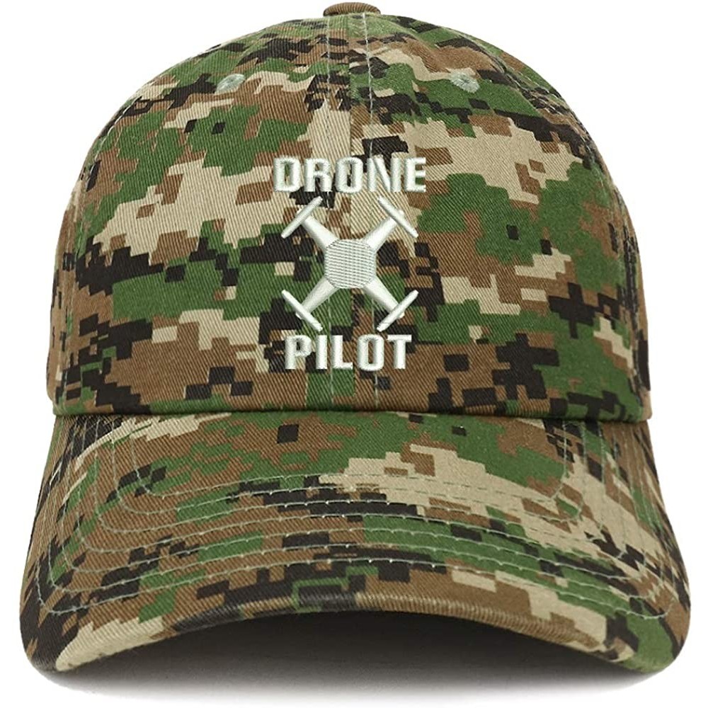 Baseball Caps Drone Operator Pilot Embroidered Soft Crown 100% Brushed Cotton Cap - Digital Green Camo - CN18S23HA5D $22.62