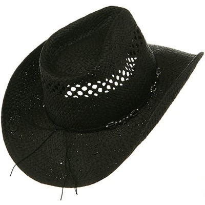 Cowboy Hats Womens Straw Outback Toyo Cowboy Hat - Black - CJ111QRKYAD $29.82