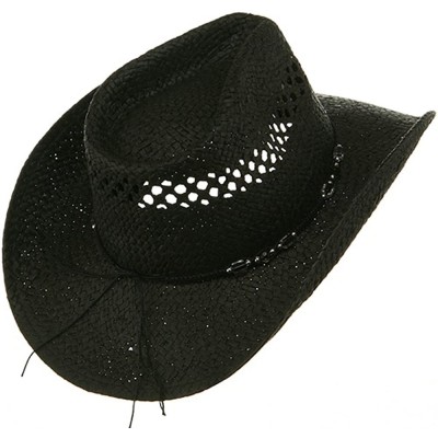 Cowboy Hats Womens Straw Outback Toyo Cowboy Hat - Black - CJ111QRKYAD $14.51