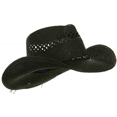 Cowboy Hats Womens Straw Outback Toyo Cowboy Hat - Black - CJ111QRKYAD $14.51