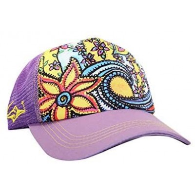 Baseball Caps Trucker Hats for Women - Snapback Woman Caps in Lively Colors - Waveflower - Lilac - CN18Y92N8NZ $18.15