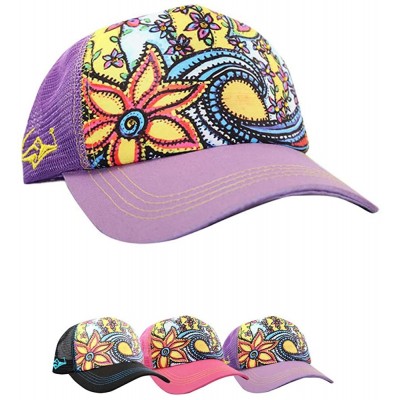 Baseball Caps Trucker Hats for Women - Snapback Woman Caps in Lively Colors - Waveflower - Lilac - CN18Y92N8NZ $18.15