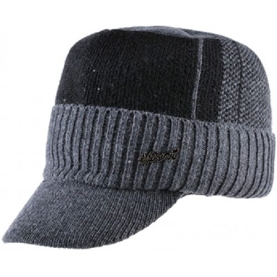 Baseball Caps Winter Military Hats Bone Baseball Knitted Wool Caps Warm Gorros Scarf Set - Gray - CC1878I07LW $18.57