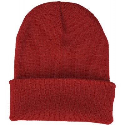 Skullies & Beanies Made in USA Thick Beanie Cuff Premium Headwear Winter Hat - Red - CM189K53XE7 $10.78