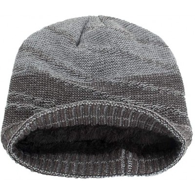 Skullies & Beanies Sttech1 Unisex Striped Cotton Hats Warm Winter Knit Cap Thick Heap for Women Men (Gray) - Gray - C618HXKL6...