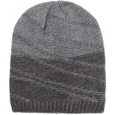 Skullies & Beanies Sttech1 Unisex Striped Cotton Hats Warm Winter Knit Cap Thick Heap for Women Men (Gray) - Gray - C618HXKL6...