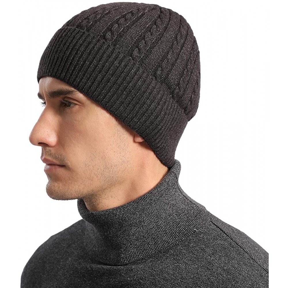 Skullies & Beanies Mens Beanie Hats for Winter- Warm Hat Fleece Skull Caps- Women Men Knit Hat - Black - CY18A2D6X26 $8.05