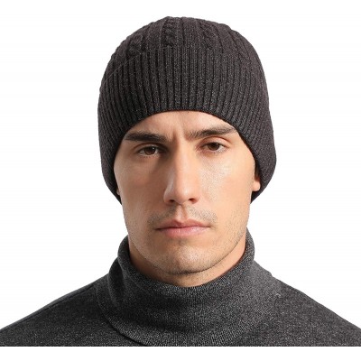 Skullies & Beanies Mens Beanie Hats for Winter- Warm Hat Fleece Skull Caps- Women Men Knit Hat - Black - CY18A2D6X26 $8.05