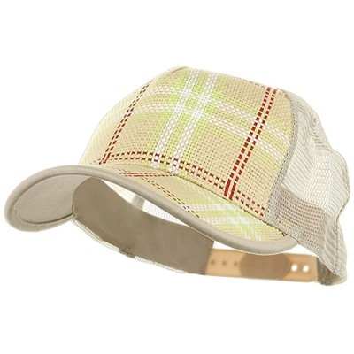 Baseball Caps Plaid Straw Trucker Caps - Natural - CI111GHWX0N $8.96