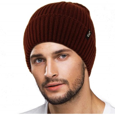 Skullies & Beanies Men's Winter Classic Soft Knit Stretchy Warm Beanie Skully Ski Hat Cap - Ribbed Wine - CW18I8RUUOY $9.89