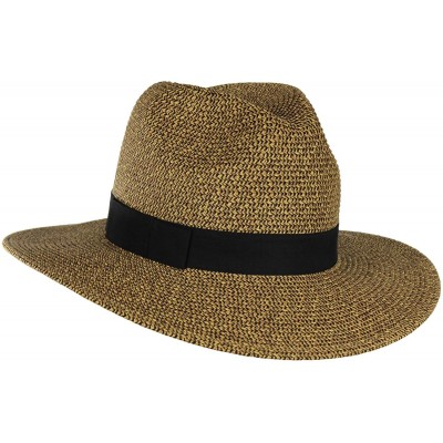 Sun Hats Women's Summer Straw Panama Hat- SPF 50+ UV Protection - Adjustable Drawstring - Dark Natural - C317XWC02RD $30.46