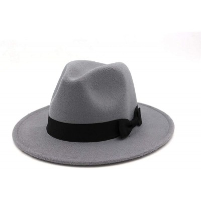 Fedoras Retro Kid Child Vintage 100% Wool Wide Brim Cap Fedora Panama Jazz Bowler Hat Black Ribbon Band (54cm/Adjust) - CK18Q...