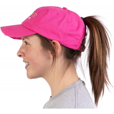 Baseball Caps Boat Hair- Don't Care - Ponytail Dad Hat- Boating Lake Cute Pony Tail Low Cap - Hot Pink - CH18OAX5NL3 $15.25