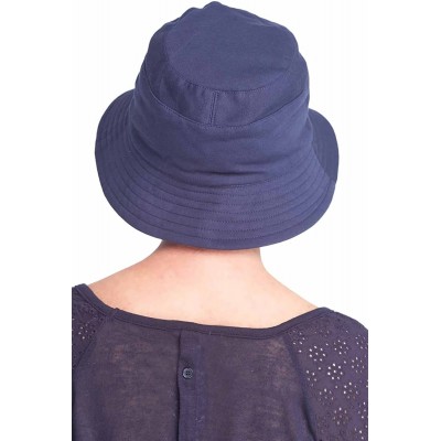 Bucket Hats Sun Protection UPF 50+ Bucket Hat - 100% Cotton with Aloe Vera Lining - Upf Midnight Blue - Small/Medium - C818QE...