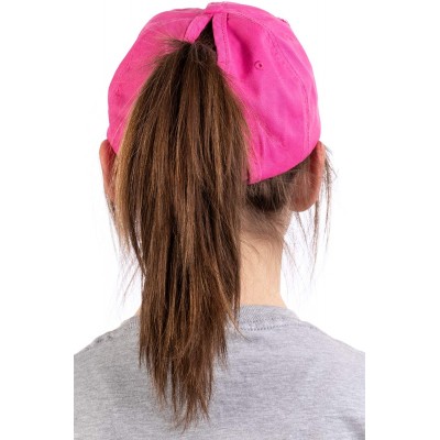 Baseball Caps Boat Hair- Don't Care - Ponytail Dad Hat- Boating Lake Cute Pony Tail Low Cap - Hot Pink - CH18OAX5NL3 $15.25