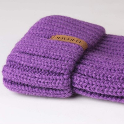 Skullies & Beanies Winter Beanie for Women Fleece Lined Warm Knitted Skull Cap Winter Hat - 12-dark Purple - CQ18UYOO4C7 $12.20