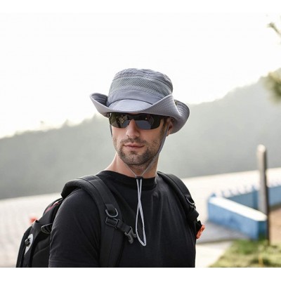Visors Summer Outdoor Sun Hat Protection Bucket Mesh Boonie Hat Solid Fishing Cap Summer Best 2019 New - Gray - CW18R3KXMH4 $...