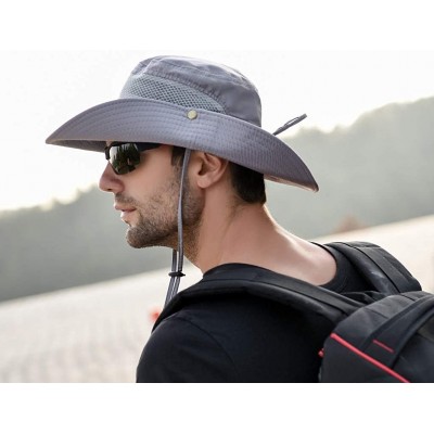 Visors Summer Outdoor Sun Hat Protection Bucket Mesh Boonie Hat Solid Fishing Cap Summer Best 2019 New - Gray - CW18R3KXMH4 $...