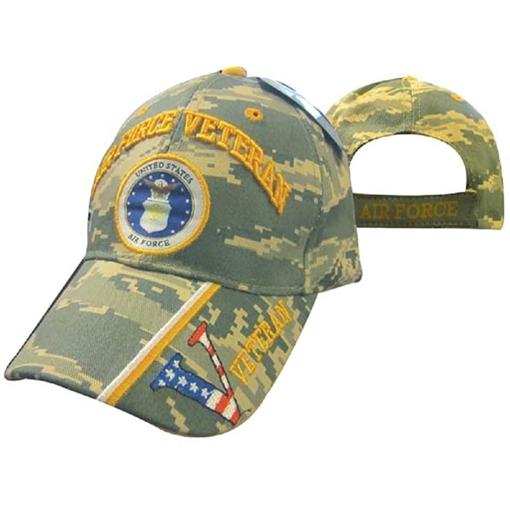 Skullies & Beanies U.S. Air Force Veteran V Camouflage Camo Digital Embroidered Cap Hat 593BC - CF18023O58T $8.93