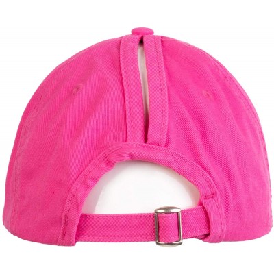 Baseball Caps Boat Hair- Don't Care - Ponytail Dad Hat- Boating Lake Cute Pony Tail Low Cap - Hot Pink - CH18OAX5NL3 $15.25