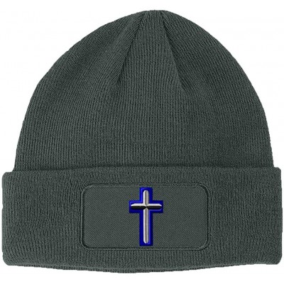 Skullies & Beanies Custom Patch Beanie Air Force Christian Chaplain Embroidery Acrylic - Dark Grey - CW18A6IME28 $21.20