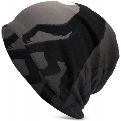 Skullies & Beanies Unisex Comfortable Slouchy Beanie Hat Stretchy Baggy Skull Cap - Full Moon Wolf Werewolf - CL18AMWQ08T $22.32