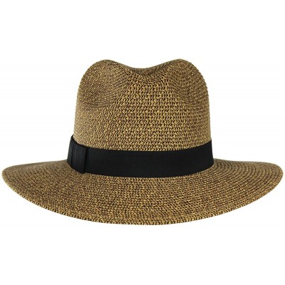 Sun Hats Women's Summer Straw Panama Hat- SPF 50+ UV Protection - Adjustable Drawstring - Dark Natural - C317XWC02RD $15.75