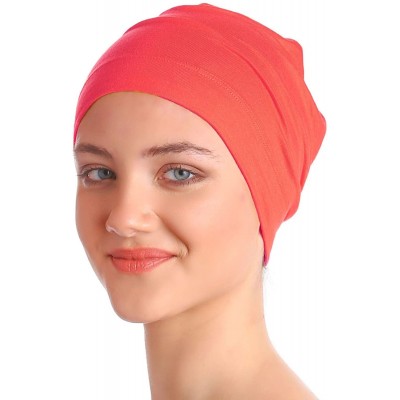 Baseball Caps Unisex Bamboo Sleep Caps for Cancer- Hair Loss - Chemo Caps - Coral Pink - CA11UPN3I9J $13.06