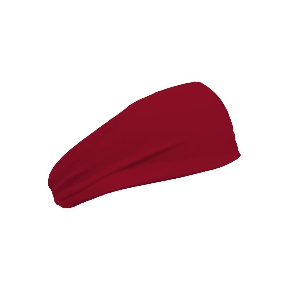 Headbands Womens 3 Inch Flatback Moisture Wicking Workout Sweatband - Burgundy - CT11QAC6H8R $12.73