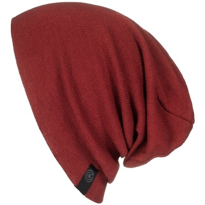 Skullies & Beanies Warm Slouchy Beanie Hat for Men and Women- Deliciously Soft Daily Beanie in Fine Knit - Maroon - CL12NV69L...