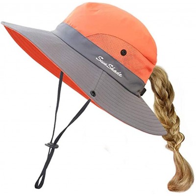 Sun Hats Women's Outdoor UV Protection Foldable Mesh Wide Brim Beach Fishing Hat - Orange for Kid - CT18SRCUM7U $10.44
