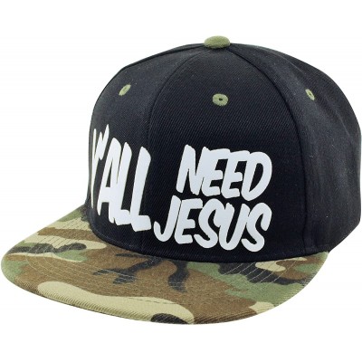 Baseball Caps Y'all Need Jesus 3D Logo Snapback Baseball Hat - Black-camo - CE17YIW7IKZ $50.40