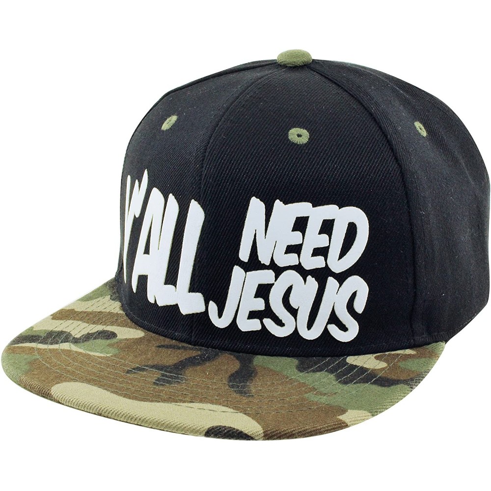 Baseball Caps Y'all Need Jesus 3D Logo Snapback Baseball Hat - Black-camo - CE17YIW7IKZ $26.21