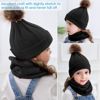 Skullies & Beanies 2pcs Baby Knit Hat Scarf Kids Toddler Winter Warm Beanie Cap Neck Warmer Newborn Infant Winter Hat - Black...