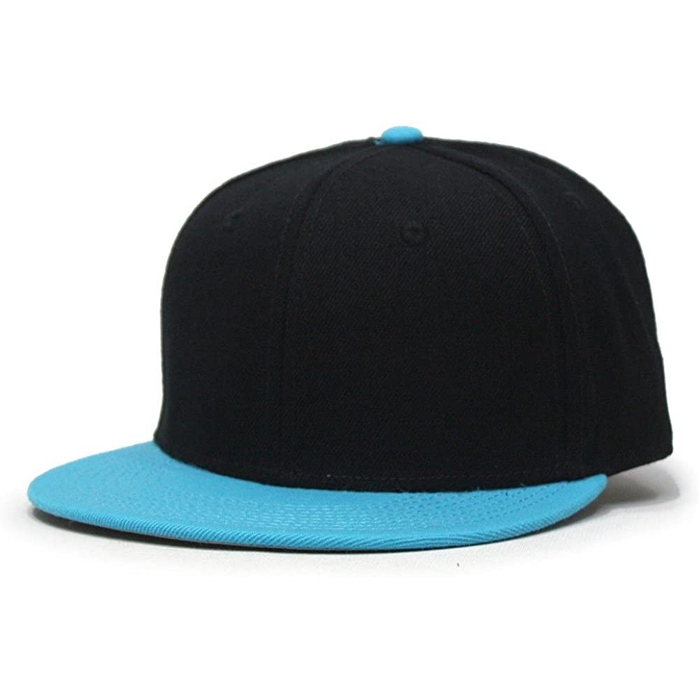 Baseball Caps Classic Plain Wool Blend Adjustable Flat Bill Snapback Hats Baseball Caps - Aqua/Black - CQ125LOULQ9 $15.57