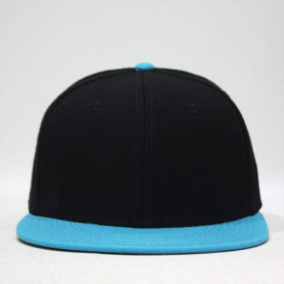 Baseball Caps Classic Plain Wool Blend Adjustable Flat Bill Snapback Hats Baseball Caps - Aqua/Black - CQ125LOULQ9 $15.57