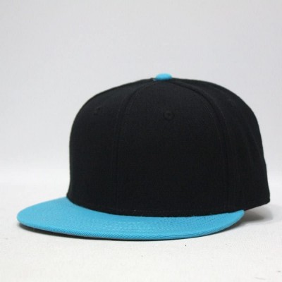 Baseball Caps Classic Plain Wool Blend Adjustable Flat Bill Snapback Hats Baseball Caps - Aqua/Black - CQ125LOULQ9 $15.57