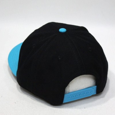Baseball Caps Classic Plain Wool Blend Adjustable Flat Bill Snapback Hats Baseball Caps - Aqua/Black - CQ125LOULQ9 $15.57