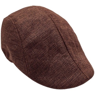 Newsboy Caps Visor Hat for Men Colorful Soft Casual Golf Sport Running Sunhat Cowboy Hat Beret Flat Cap - Brown - CZ192RMN8MH...