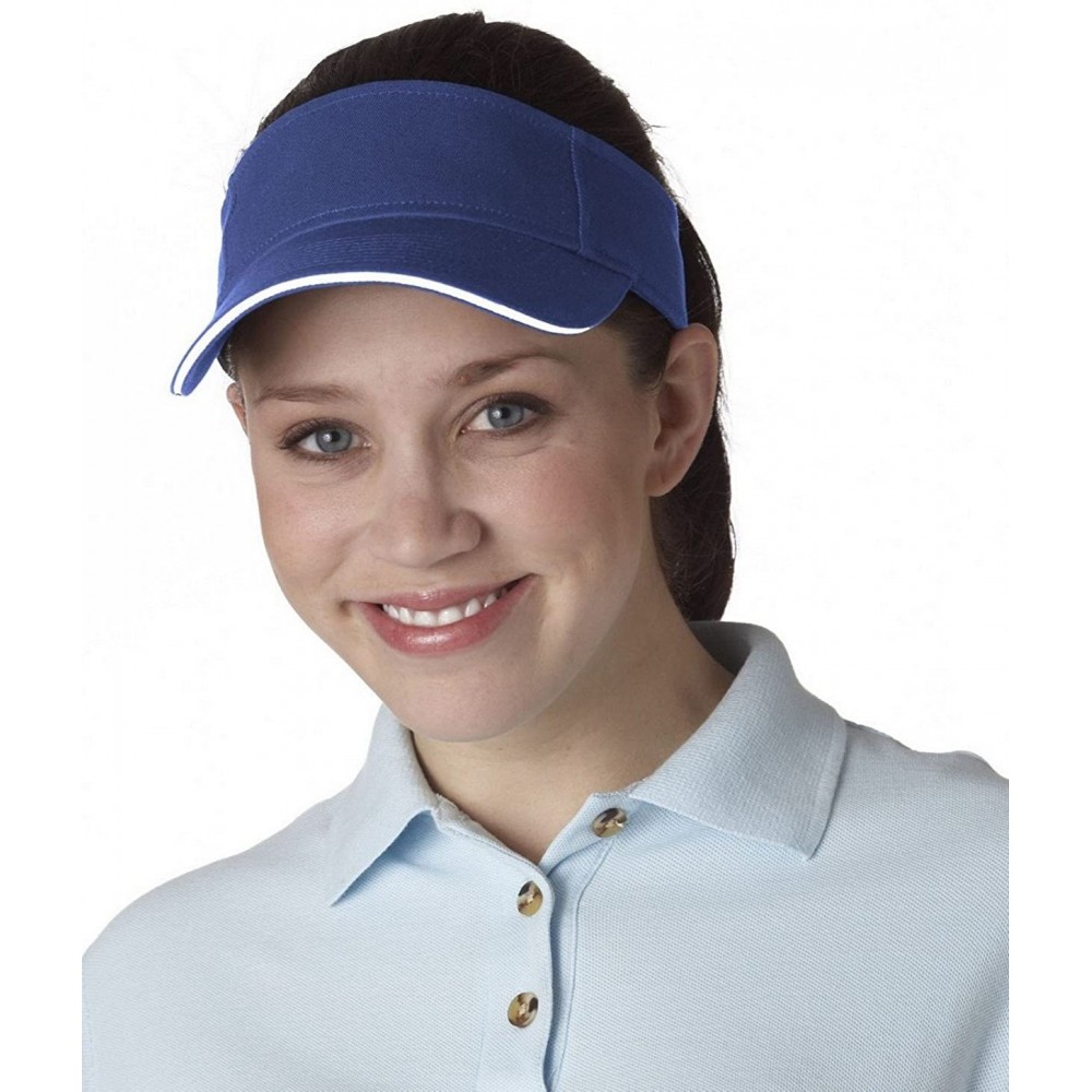 Visors Sandwich Brushed Visor - Royal/White - CI18CKN6MN9 $7.95