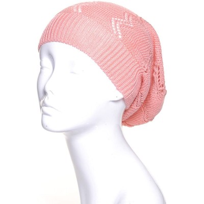 Skullies & Beanies Crochet Knit Beanie for Women Men Teens Colorful Slouchy Fashion Accessory - Peach Chevron - C8183K4LNI3 $...